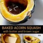 Baked Acorn Squash, pin for Pinterest showing three easy steps