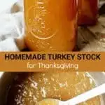 Homemade Turkey Stock, Pinterset pin with two images and text