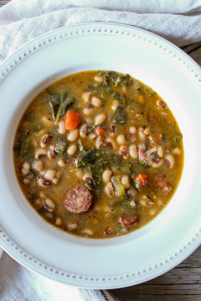 Instant Pot Black Eyed Pea Soup with Collard Greens - The Hungry Bluebird