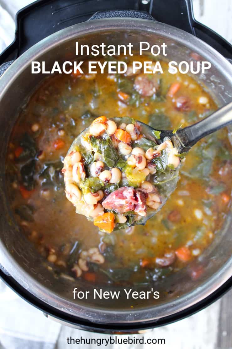 Instant Pot Black Eyed Pea Soup with Collard Greens - The Hungry Bluebird