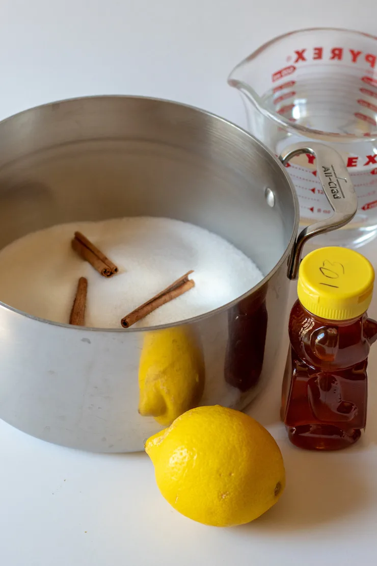 Honey-lemon syrup ingredients.