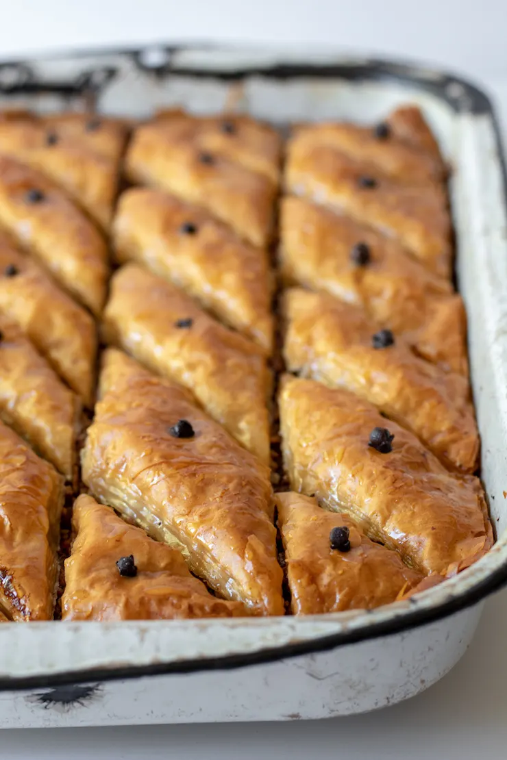 Greek Baklava, finished in pan.