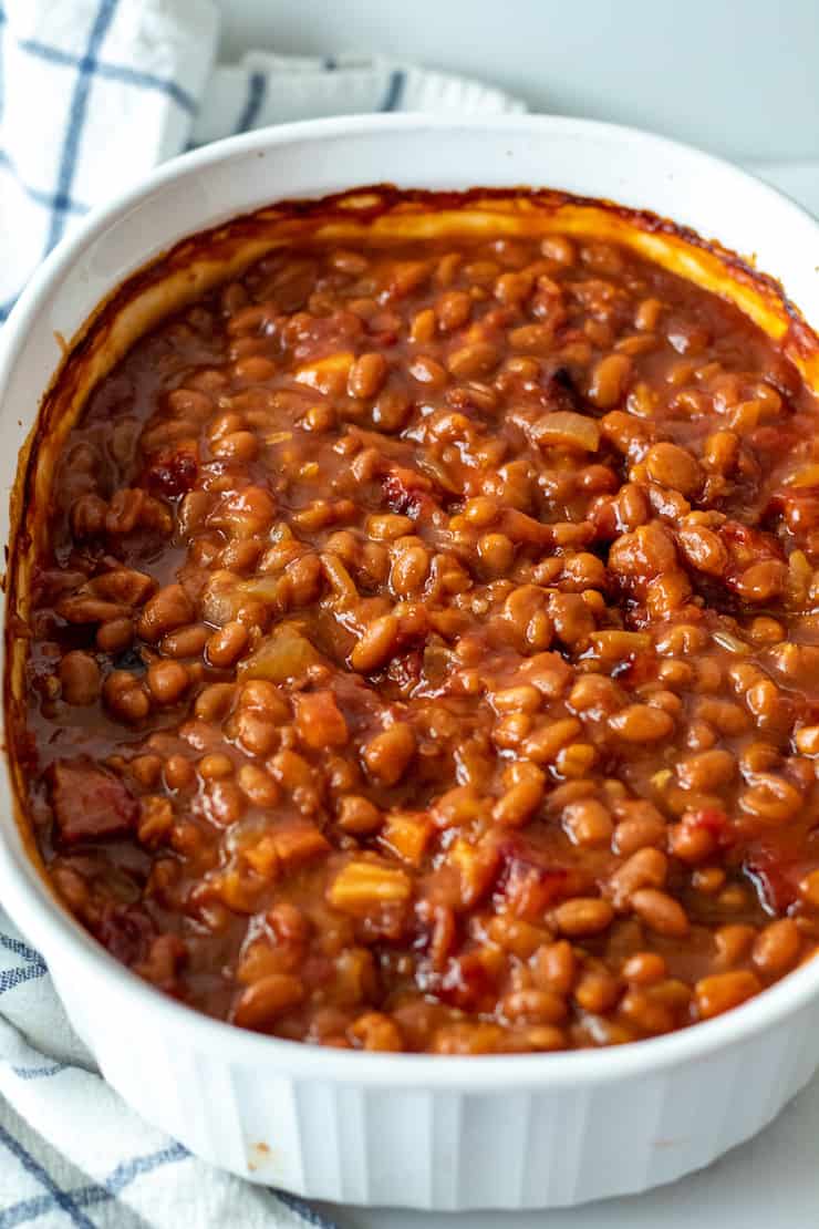 Overhead in casserole dish.