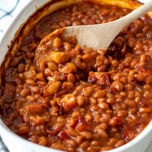 Easy Baked Beans with Bacon and Brown Sugar - The Hungry Bluebird