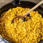 Fried corn in skillet