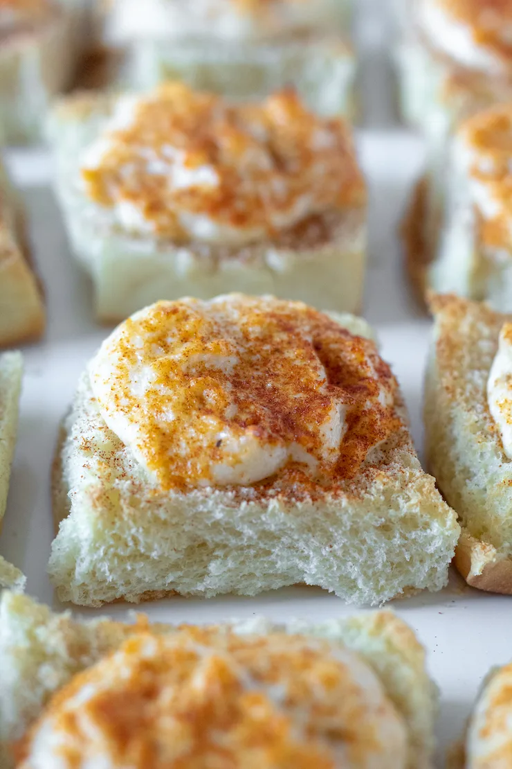 Close up of baked crab puff appetizer.