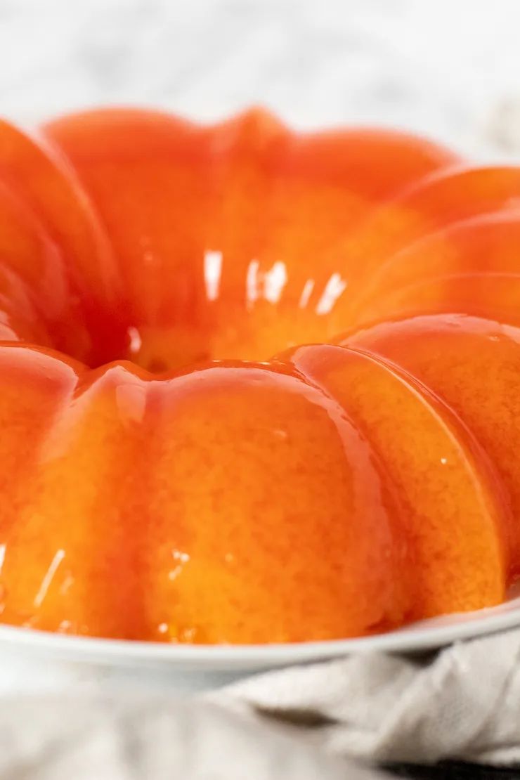 Close up of orange sherbet jello