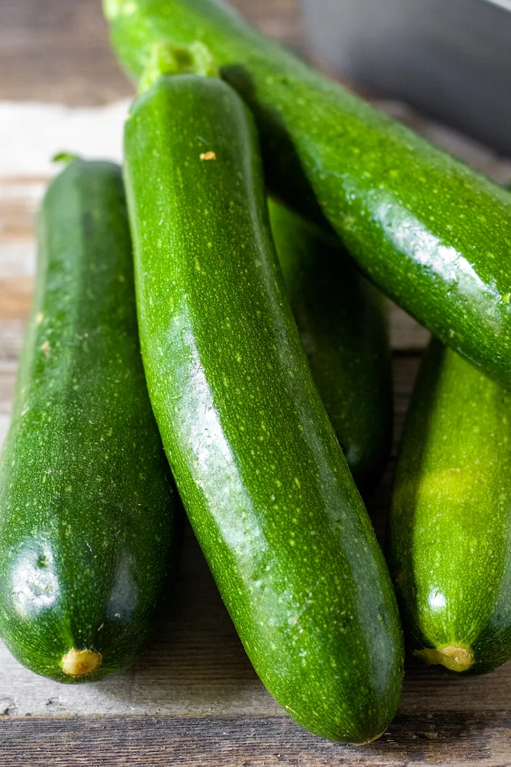 Several zucchini on board.