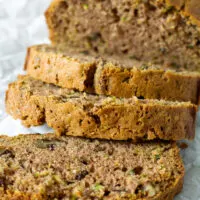 Zucchini bread slices.