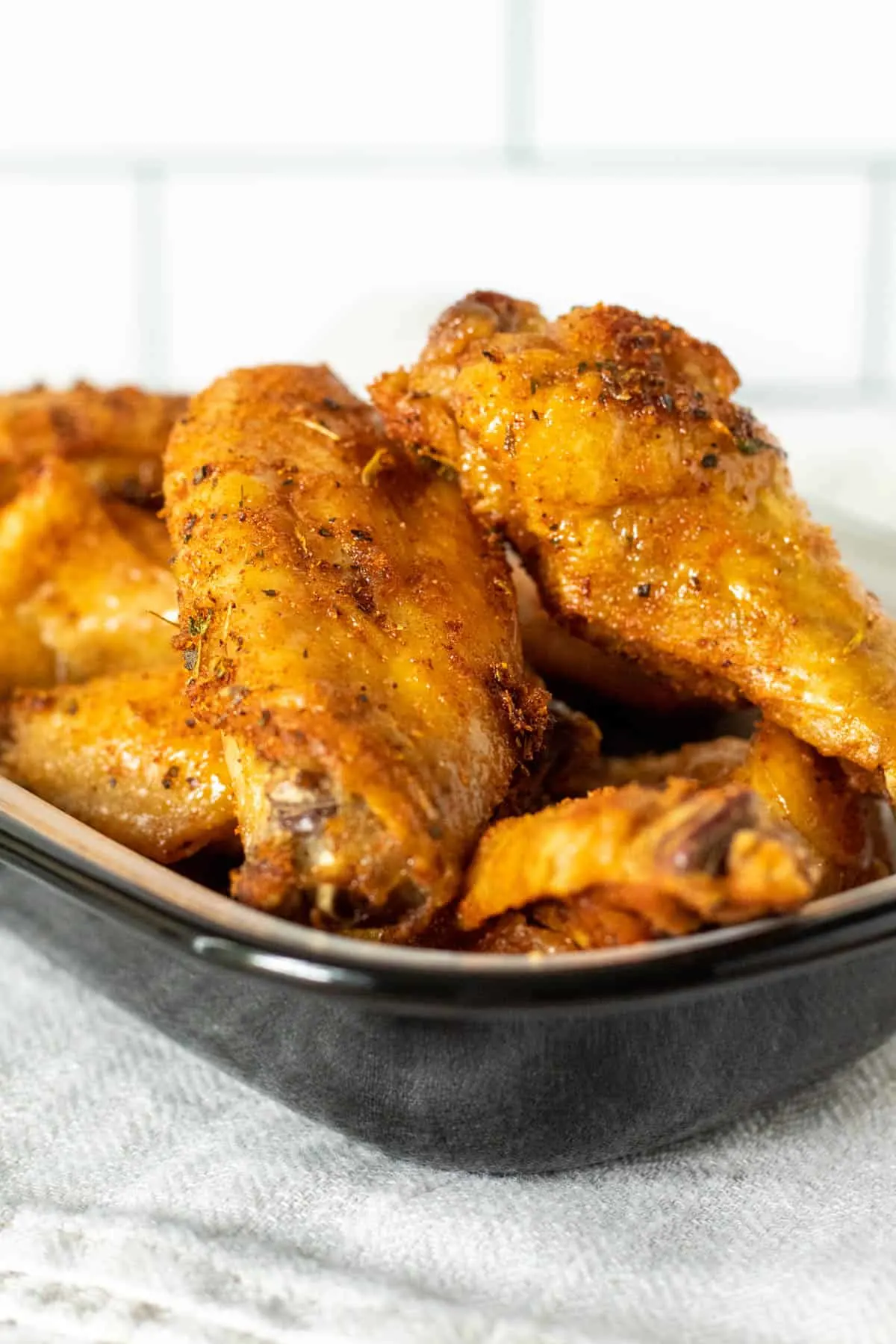 Pan of air fryer chicken wings.