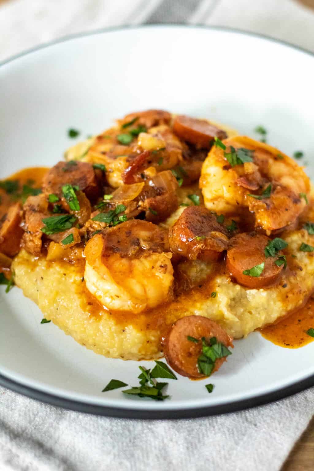 Southern Shrimp and Grits with Andouille Sausage - The Hungry Bluebird