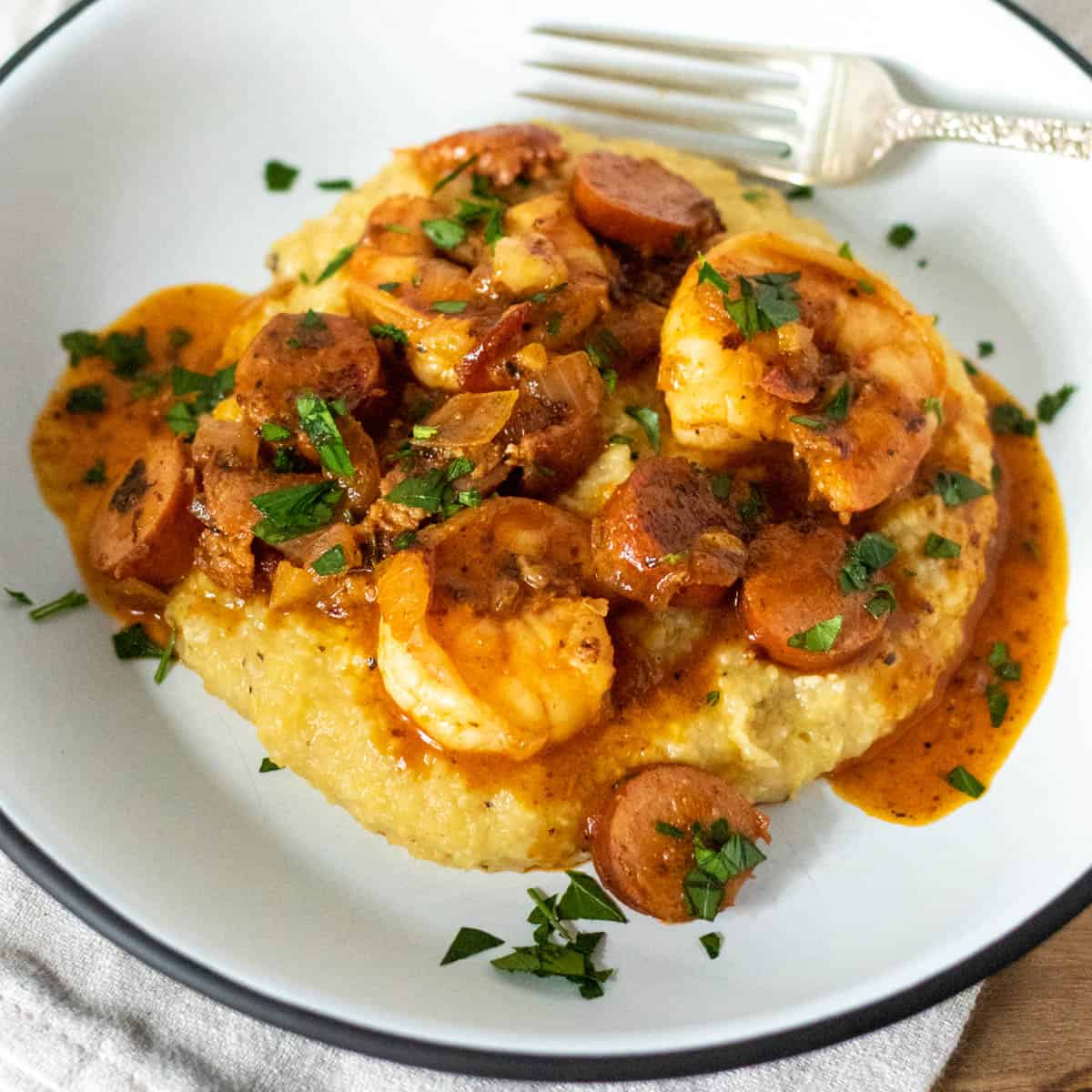 Southern Shrimp And Grits With Andouille Sausage The Hungry Bluebird