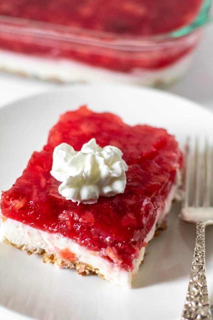 Old Fashioned Strawberry Pretzel Salad - The Hungry Bluebird