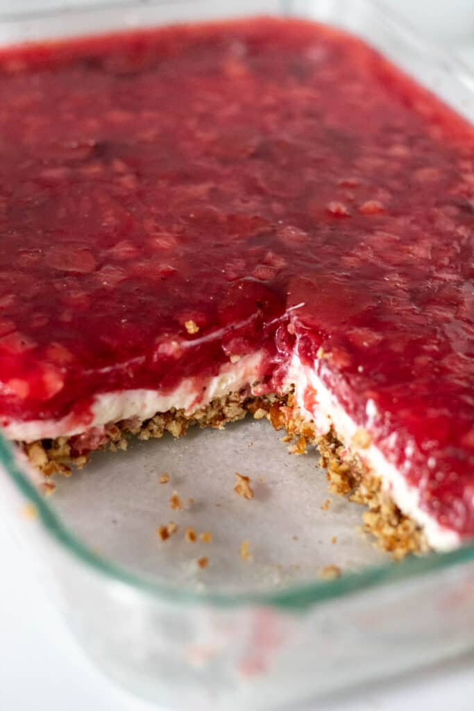 Old Fashioned Strawberry Pretzel Salad - The Hungry Bluebird